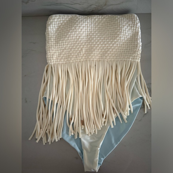 Summer of Spivey - Strapless Fringe One Piece - Cloud - Picture 2 of 6